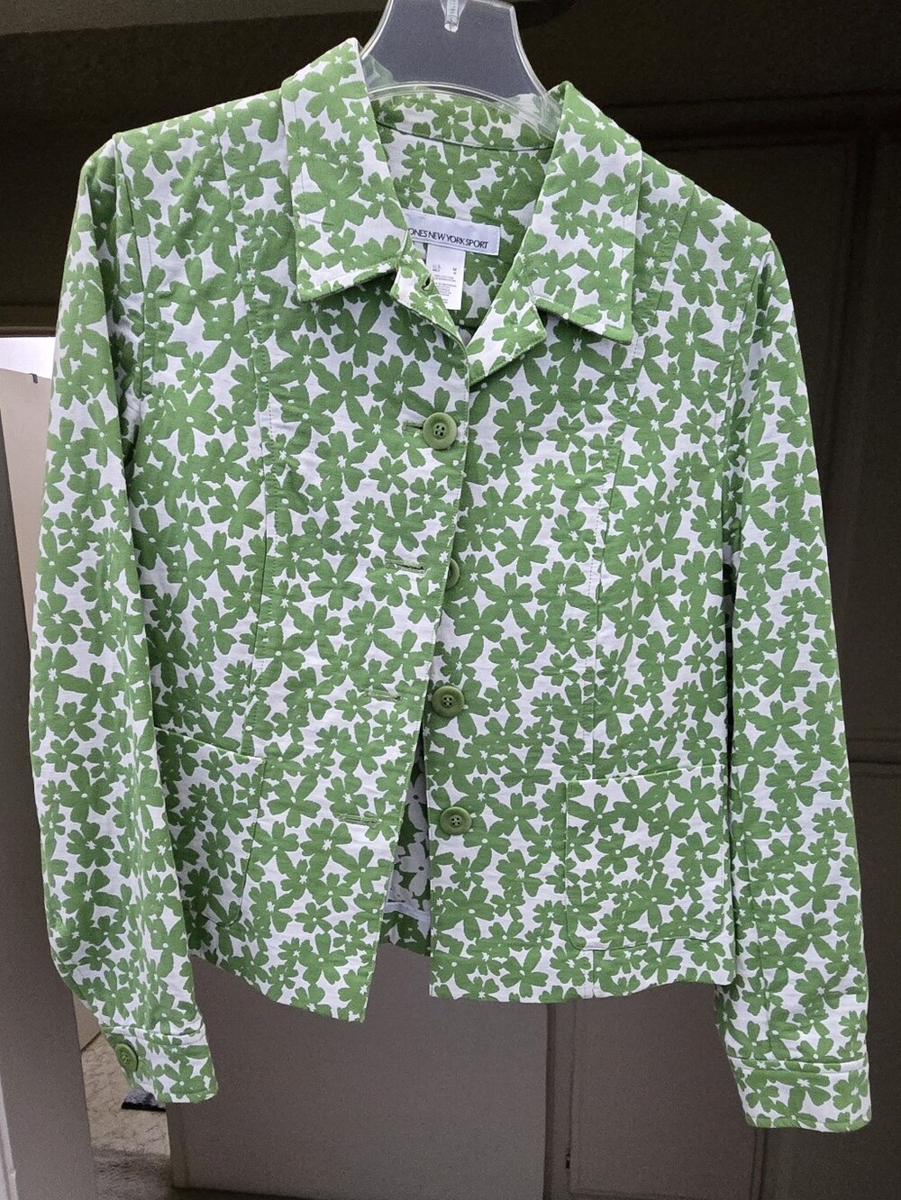 Jones New York Green Floral Button Jacket